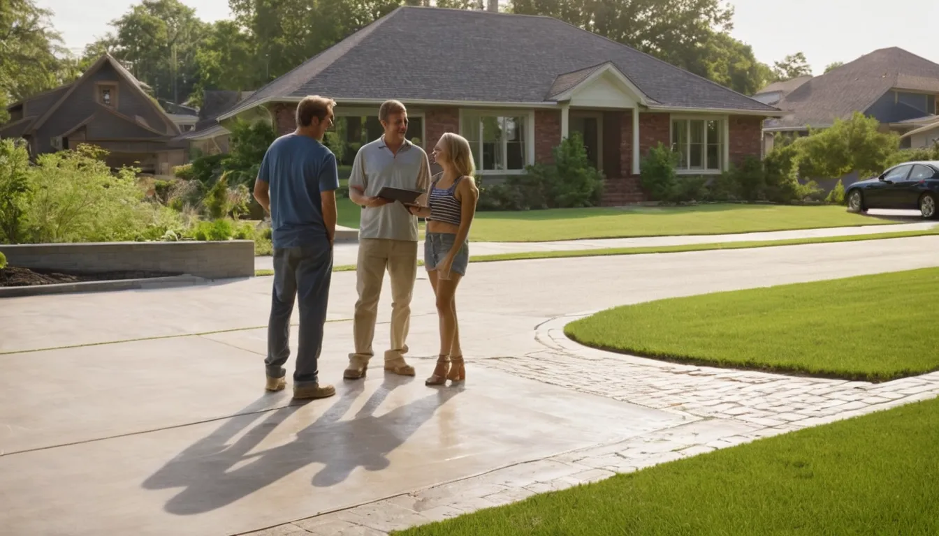 A new concrete driveway beside a brick home in Sandy Springs